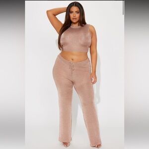 Fashion Nova Mirabella Metallic Knit Pant Set